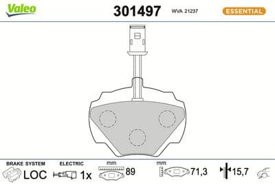 Juego de balatas de freno VALEO 301497