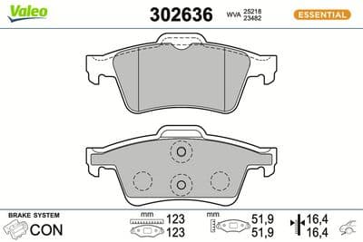 Juego de balatas de freno VALEO 302636
