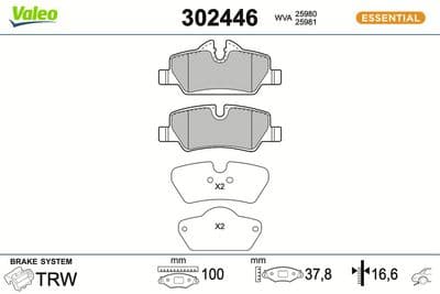 Juego de balatas de freno VALEO 302446
