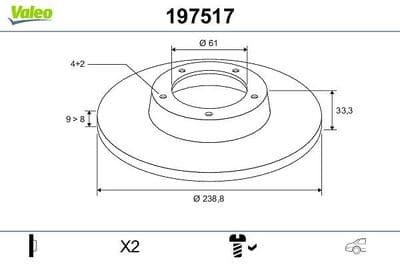 Disco de freno VALEO 197517