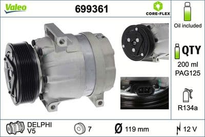 Compresor, aire acondicionado VALEO 699361