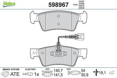 Juego de balatas de freno VALEO 598967