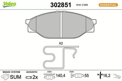 Juego de balatas de freno VALEO 302851