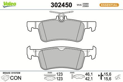 Juego de balatas de freno VALEO 302450