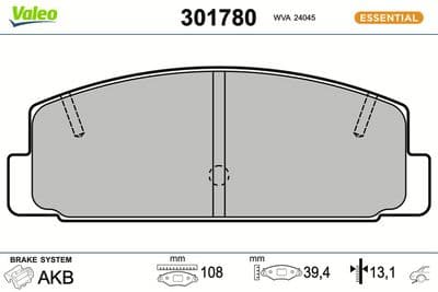 Juego de balatas de freno VALEO 301780