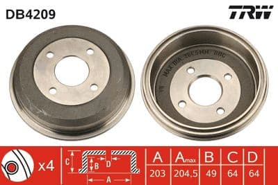 Tambor de freno TRW DB4209