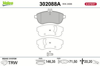 Juego de balatas de freno VALEO 302088A
