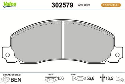 Juego de balatas de freno VALEO 302579