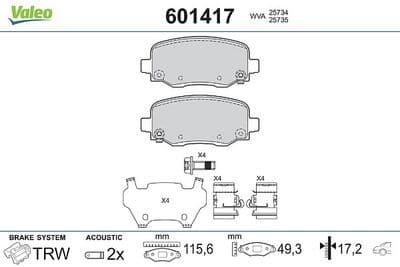 Juego de balatas de freno VALEO 601417