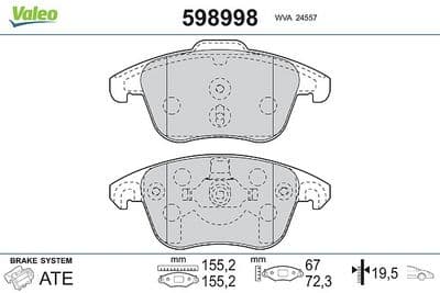 Juego de balatas de freno VALEO 598998