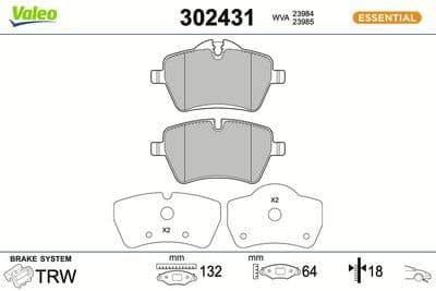 Juego de balatas de freno VALEO 302431