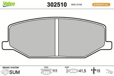 Juego de balatas de freno VALEO 302510