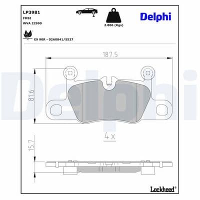 Juego de balatas de freno DELPHI LP3981