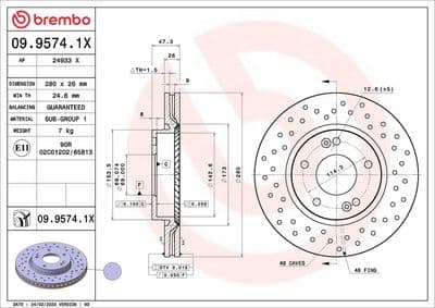 Disco de freno BREMBO 09.9574.1X