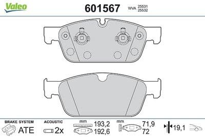 Juego de balatas de freno VALEO 601567