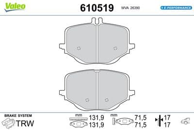 Juego de balatas de freno VALEO 610519