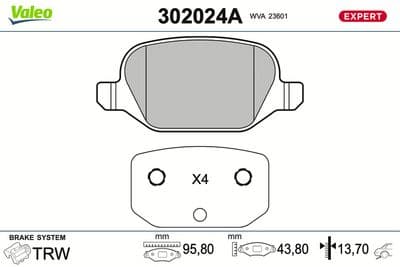 Juego de balatas de freno VALEO 302024A