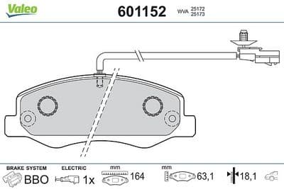 Juego de balatas de freno VALEO 601152
