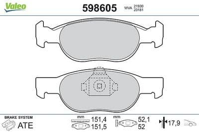 Juego de balatas de freno VALEO 598605
