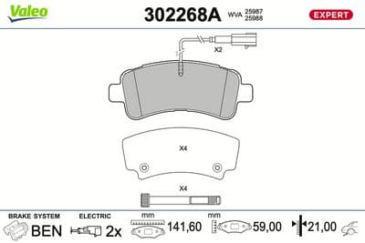 Juego de balatas de freno VALEO 302268A