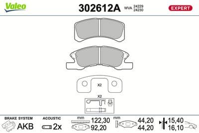 Juego de balatas de freno VALEO 302612A