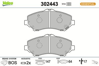 Juego de balatas de freno VALEO 302443