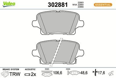 Juego de balatas de freno VALEO 302881