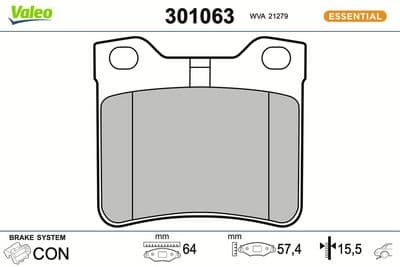 Juego de balatas de freno VALEO 301063