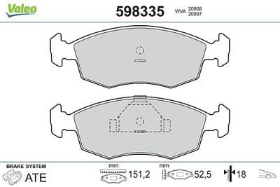Juego de balatas de freno VALEO 598335