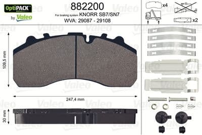 Juego de balatas de freno VALEO 882200