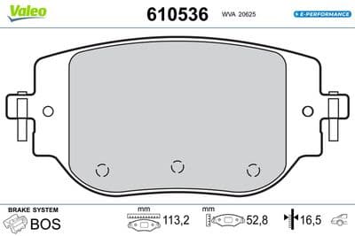 Juego de balatas de freno VALEO 610536
