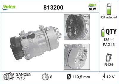 Compresor, aire acondicionado VALEO 813200