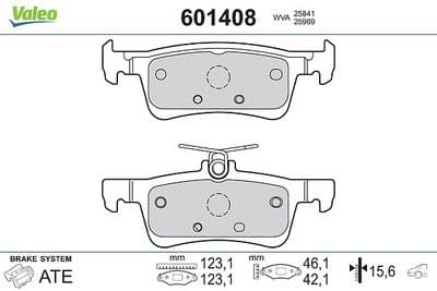 Juego de balatas de freno VALEO 601408