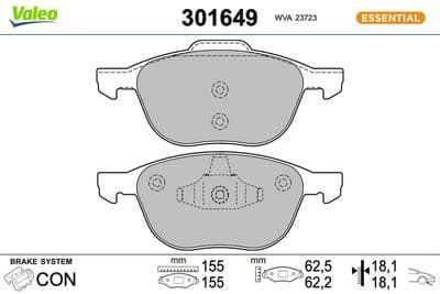 Juego de balatas de freno VALEO 301649
