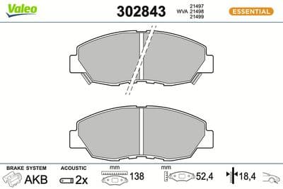 Juego de balatas de freno VALEO 302843