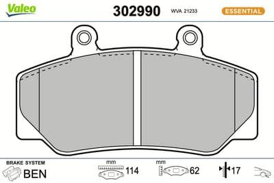 Juego de balatas de freno VALEO 302990