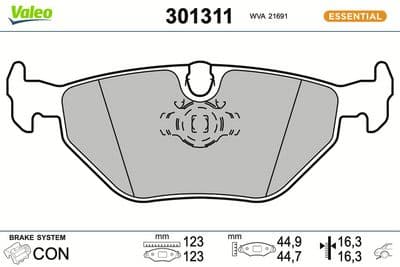 Juego de balatas de freno VALEO 301311