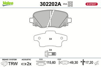 Juego de balatas de freno VALEO 302202A
