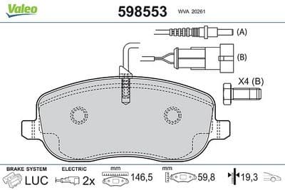 Juego de balatas de freno VALEO 598553
