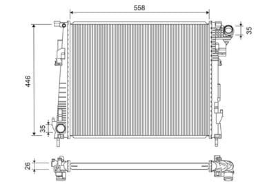 Radiador, refrigeración del motor VALEO 734946