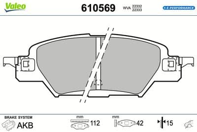 Juego de balatas de freno VALEO 610569