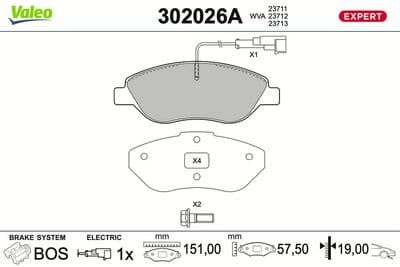 Juego de balatas de freno VALEO 302026A