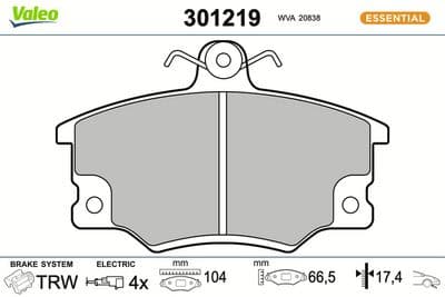 Juego de balatas de freno VALEO 301219