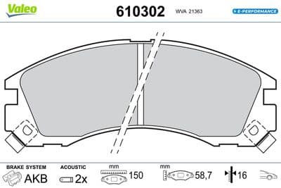 Juego de balatas de freno VALEO 610302