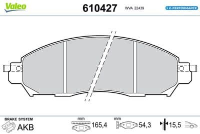 Juego de balatas de freno VALEO 610427