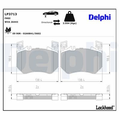 Juego de balatas de freno DELPHI LP3713
