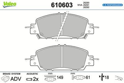 Juego de balatas de freno VALEO 610603