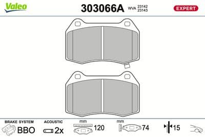 Juego de balatas de freno VALEO 303066A