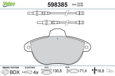 Juego de balatas de freno VALEO 598385