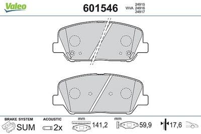 Juego de balatas de freno VALEO 601546